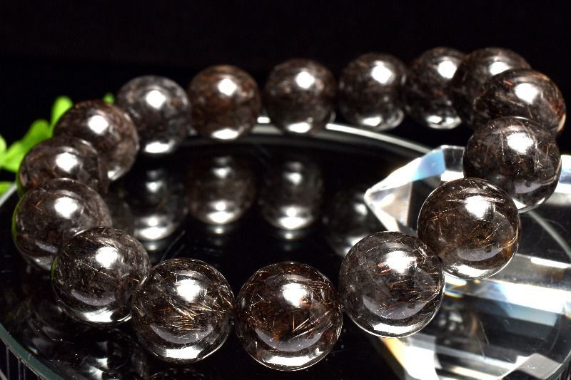 １点物 満杯内包 ブラックブロンズルチルクォーツ 13 mm ブレスレット パワーストーン 天然石 _MC 1649