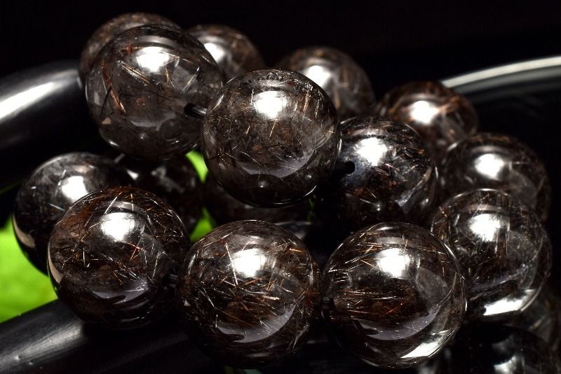 １点物 満杯内包 ブラックブロンズルチルクォーツ 13 mm ブレスレット パワーストーン 天然石 _MC 1649
