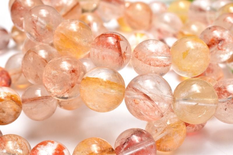 希少錦鯉◇高発色 オーロラクォーツ(ライモナイトインクォーツ) 14mm