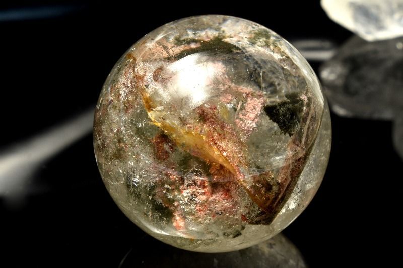 1点物】幻想風景 ガーデンクォーツ(庭園水晶) 27mm 丸玉(台座付き