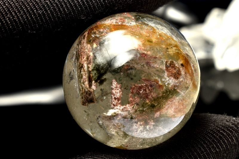 1点物】幻想風景 ガーデンクォーツ(庭園水晶) 27mm 丸玉(台座付き