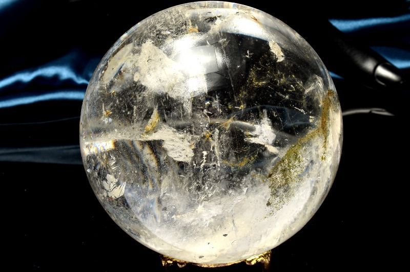 1点物】迫力の大玉！◇虹入り レインボー水晶 80mm 丸玉(台座付き