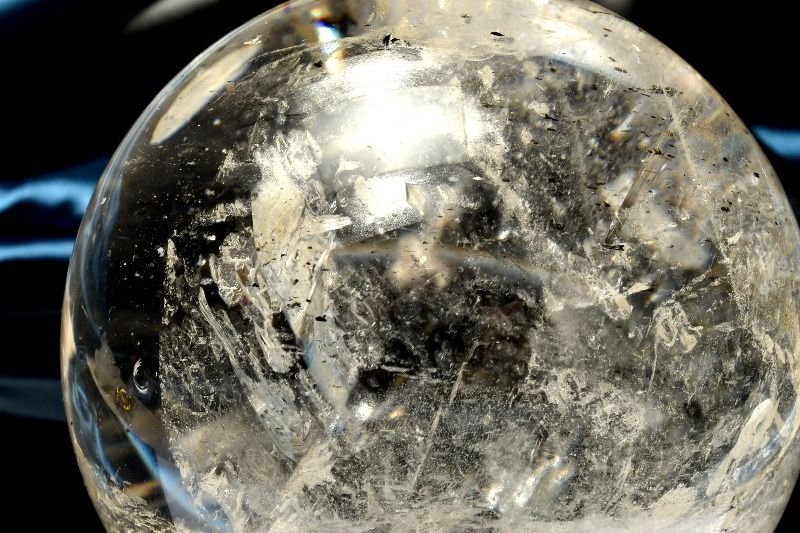 1点物】迫力の大玉！◇虹入り レインボー水晶 80mm 丸玉(台座付き