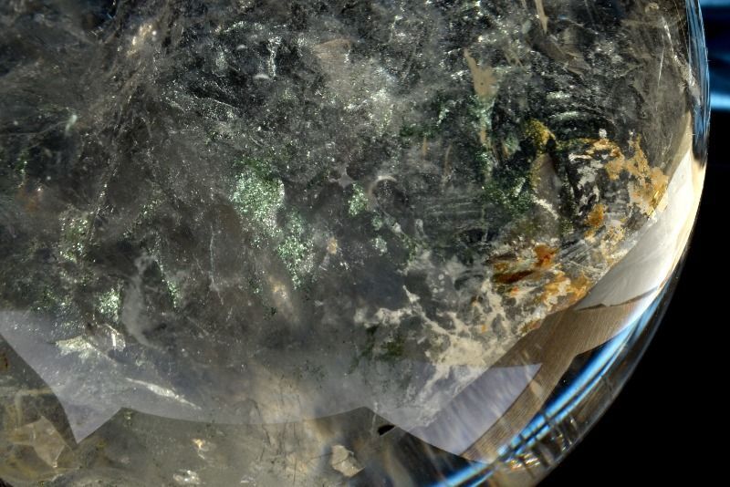 1点物】迫力の大玉！◇虹入り レインボー水晶 106mm 丸玉(台座付き