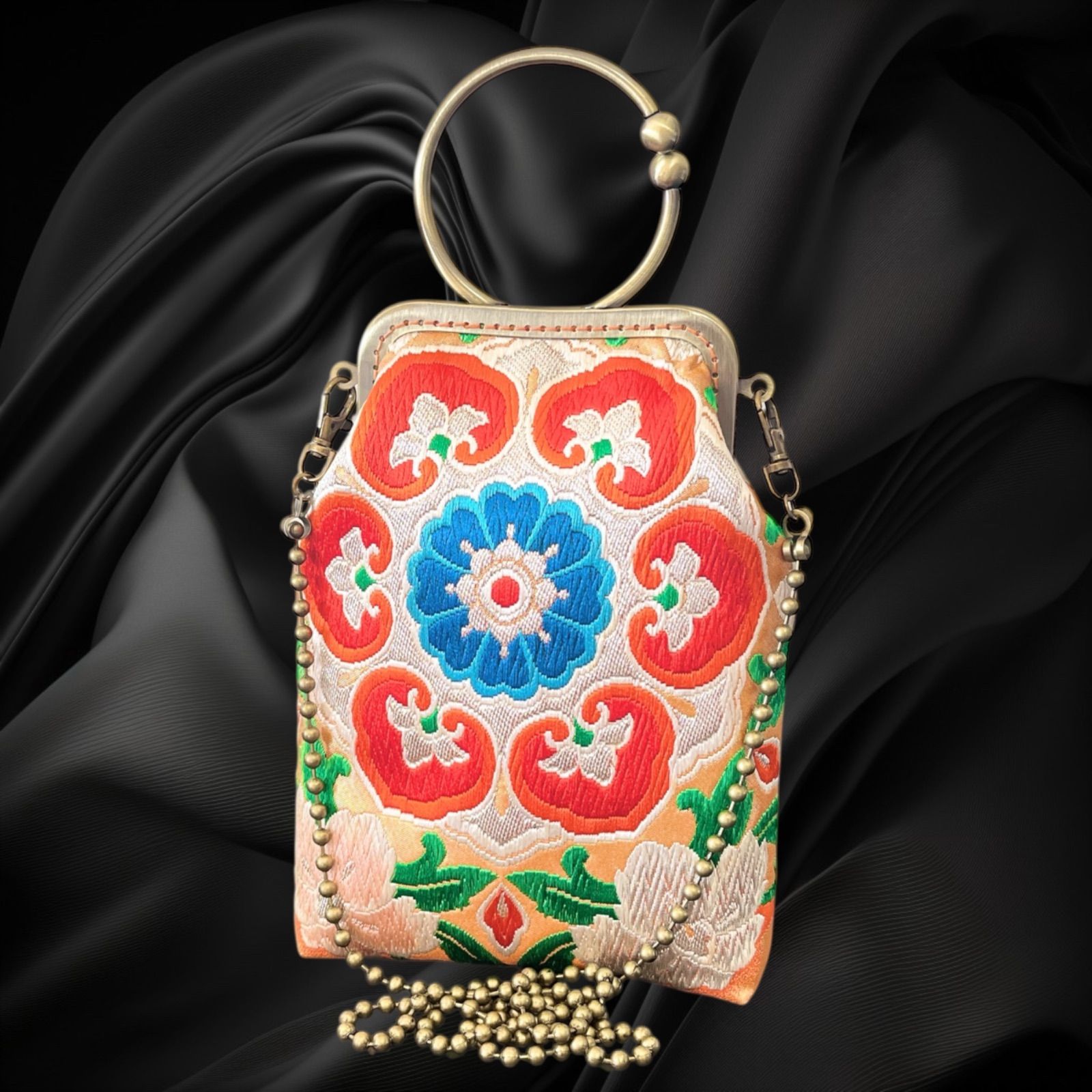 No.654 入れたまスマホ操作 着物スマホバッグ 着物サコッシュ