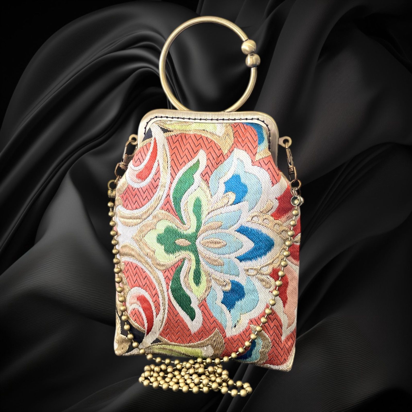 No 655 入れたまスマホ操作 着物スマホバッグ 着物サコッシュ