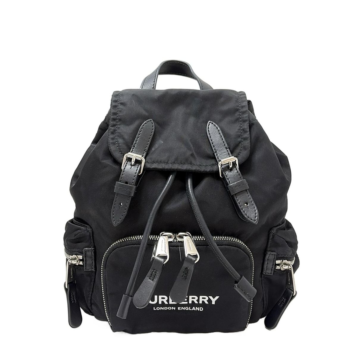 LONDON ENGLAND バーバリーロンドンイングランド リュックサック スモールラックサック 8021258 黒×白 レザー