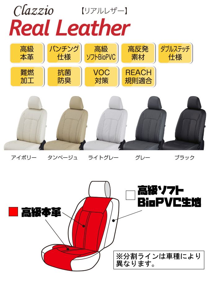 Clazzio クラッツィオ シートカバー Real Leather リアルレザー クラウン ロイヤル GRS 180 181 182 183 H 15 12～H 20 2 ET 0190 丸型ライト オフロード