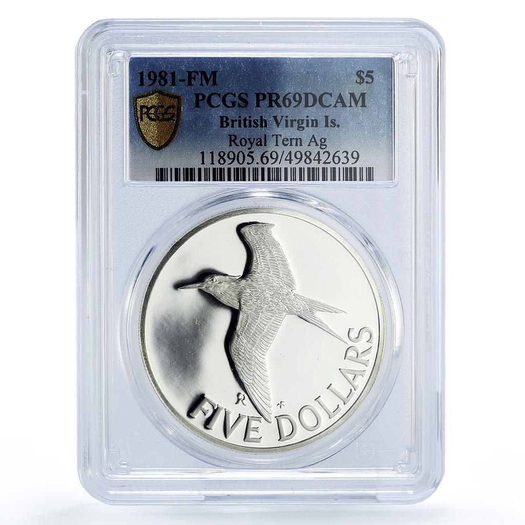 イギリス領ヴァージン諸島 5ドル ロイヤルターンバード KM 30 a PR 69 PCGS 銀貨 1981年