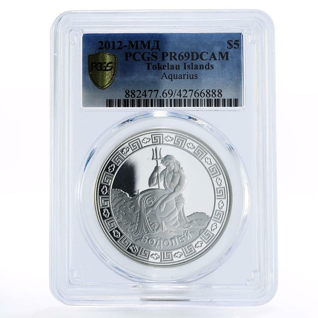 トケラウ 5ドル 星座シリーズ アクアリ PR 69 PCGS 銀貨 2012年