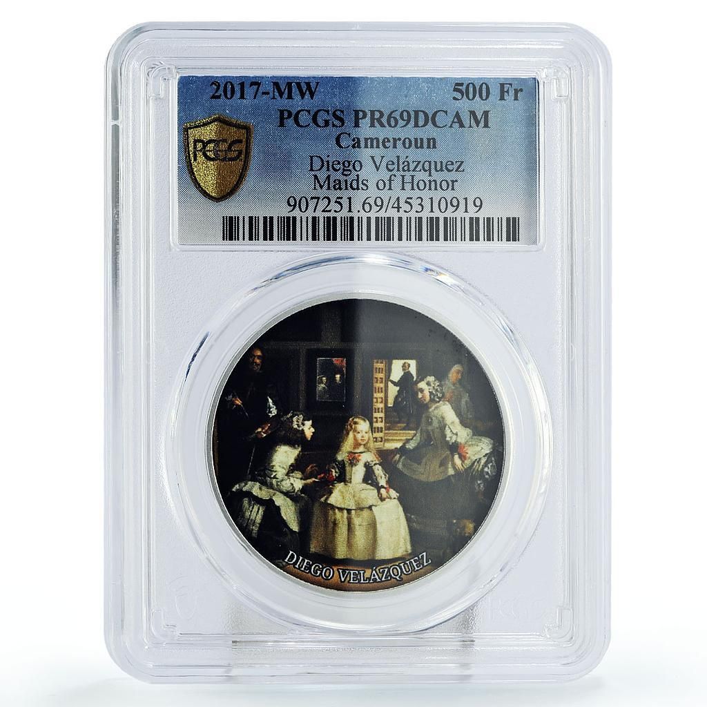 カメルーン 500フラン ディエゴ ベラスケス オナー メイド アート PR 69 PCGS 銀貨 2017年