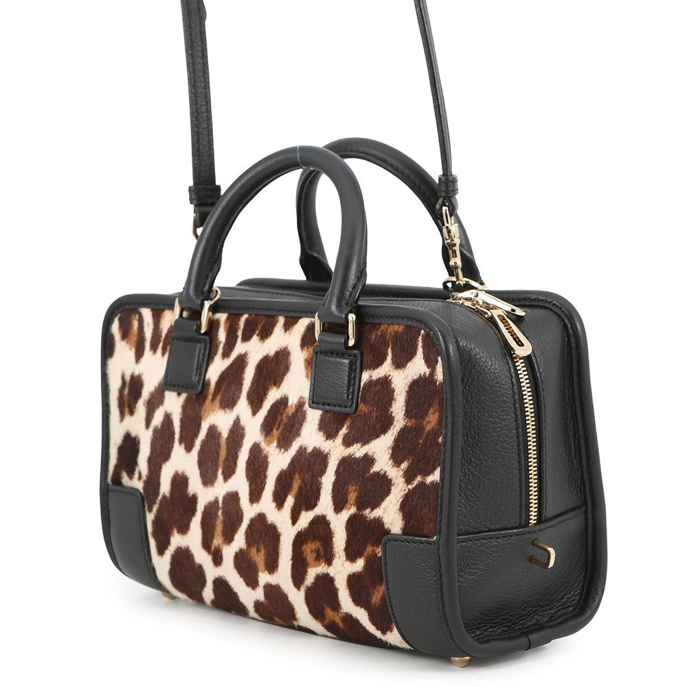 みき　ロエベ アマソナ36 レオパード柄　ハンドバッグ　ハラコ みき ロエベ アマソナ36 レオパード柄 ハンドバッグ ハラコ LOEWE