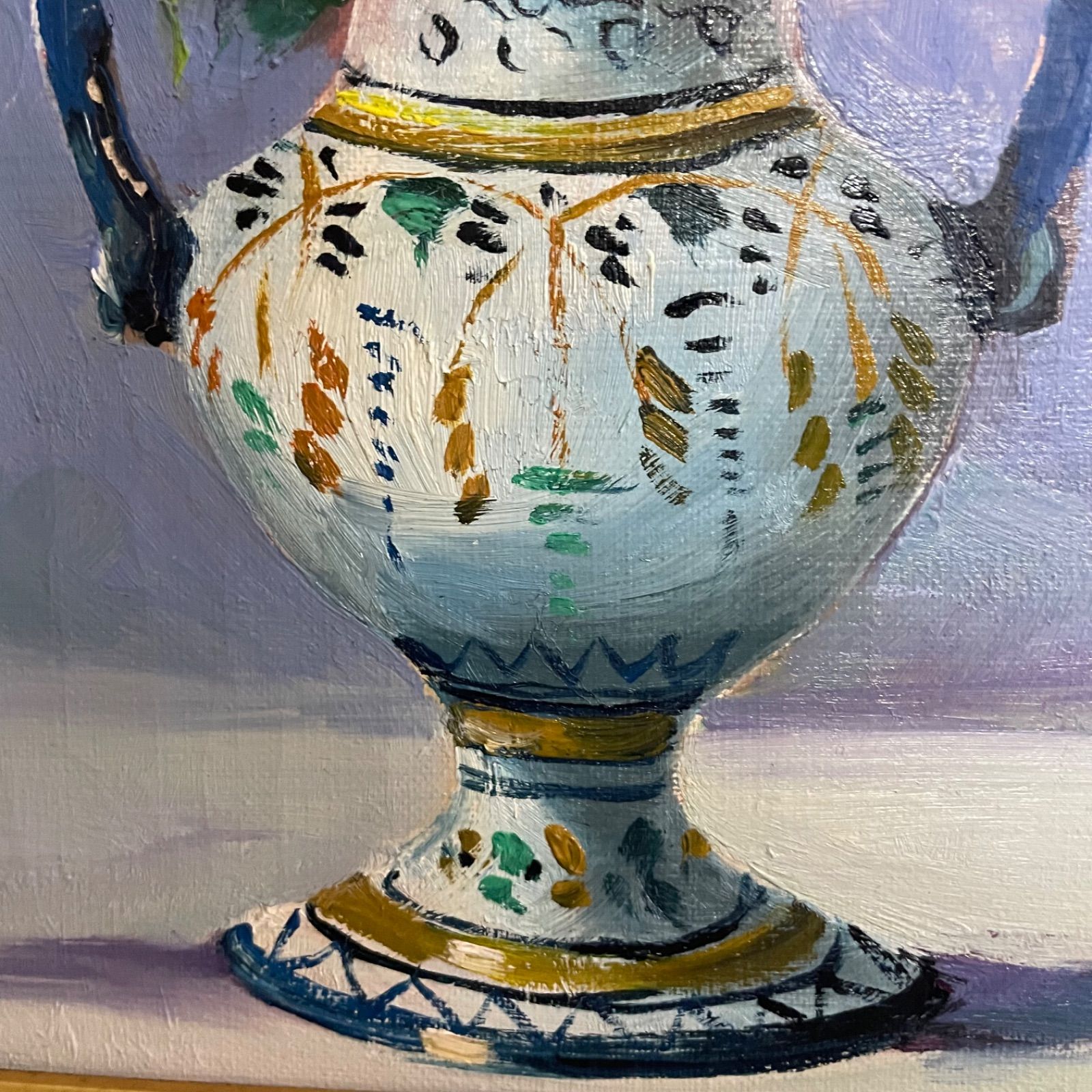 ♭ 絵画 バラ 花瓶 サイン入り インテリア 美術 静物画 ゴールド