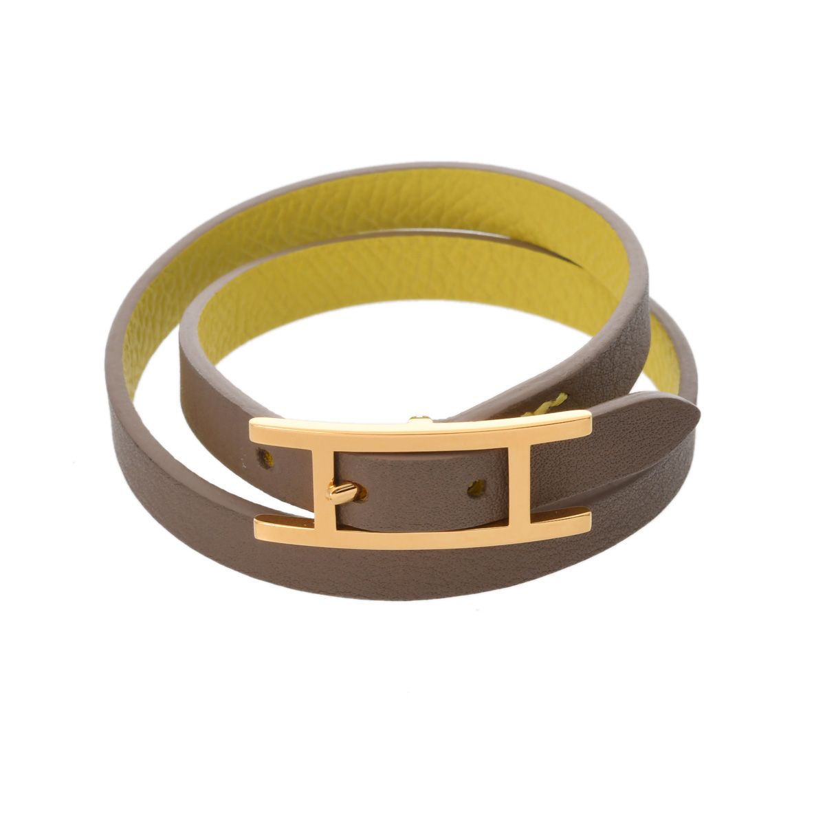 エルメス ビーアピ ドゥブルトゥール ベージュ/イエロー ゴールド金具