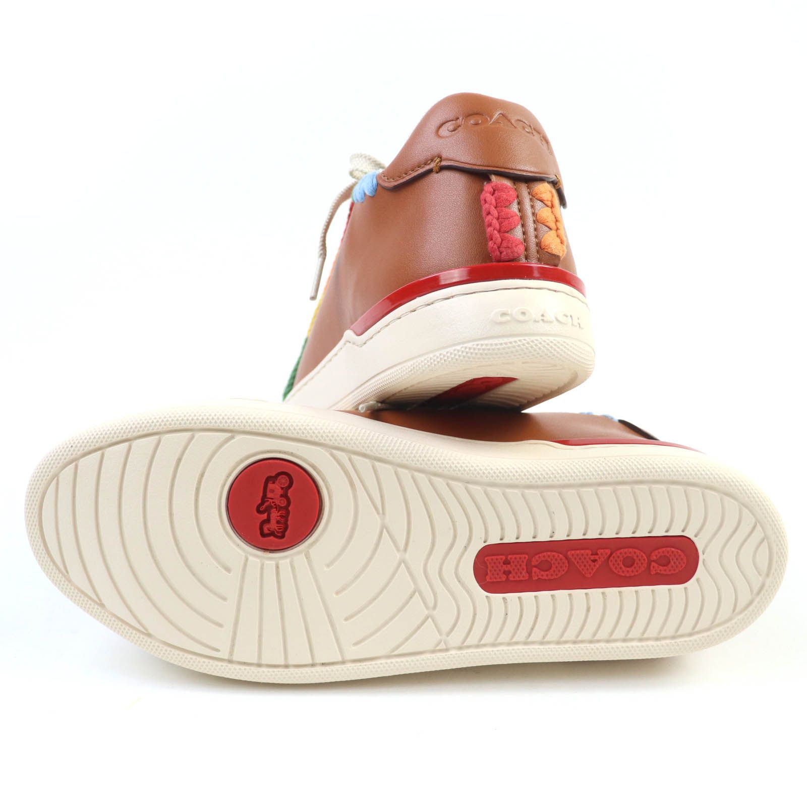 未使用品☆COACH コーチ ローライン ロー トップ スニーカー・レインボー クロシェ レザー スニーカー ブラウン 38 箱付き レディース 未使用品☆COACH コーチ ローライン ロー トップ スニーカー