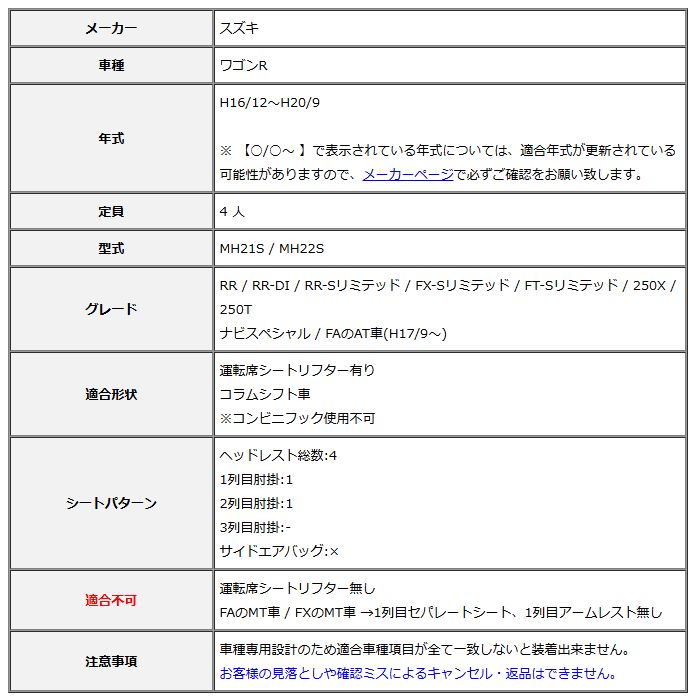 Clazzio クラッツィオ シートカバー X クロス ワゴンR MH21S / MH22S H16/12～H20/9 ES-0630