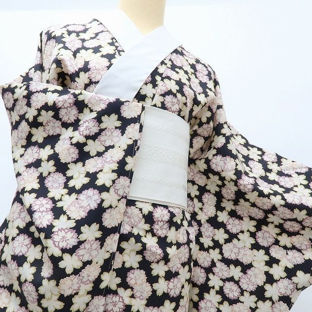 百華❀Y4087◇新品 単衣 正絹 袖無双 仕付け糸・半襟・居敷当て付