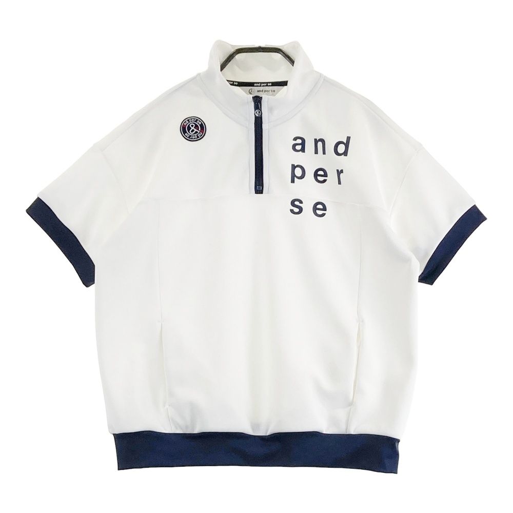 サイズ：L AND PER SE アンパスィ ハーフジップ 半袖ブルゾン ホワイト