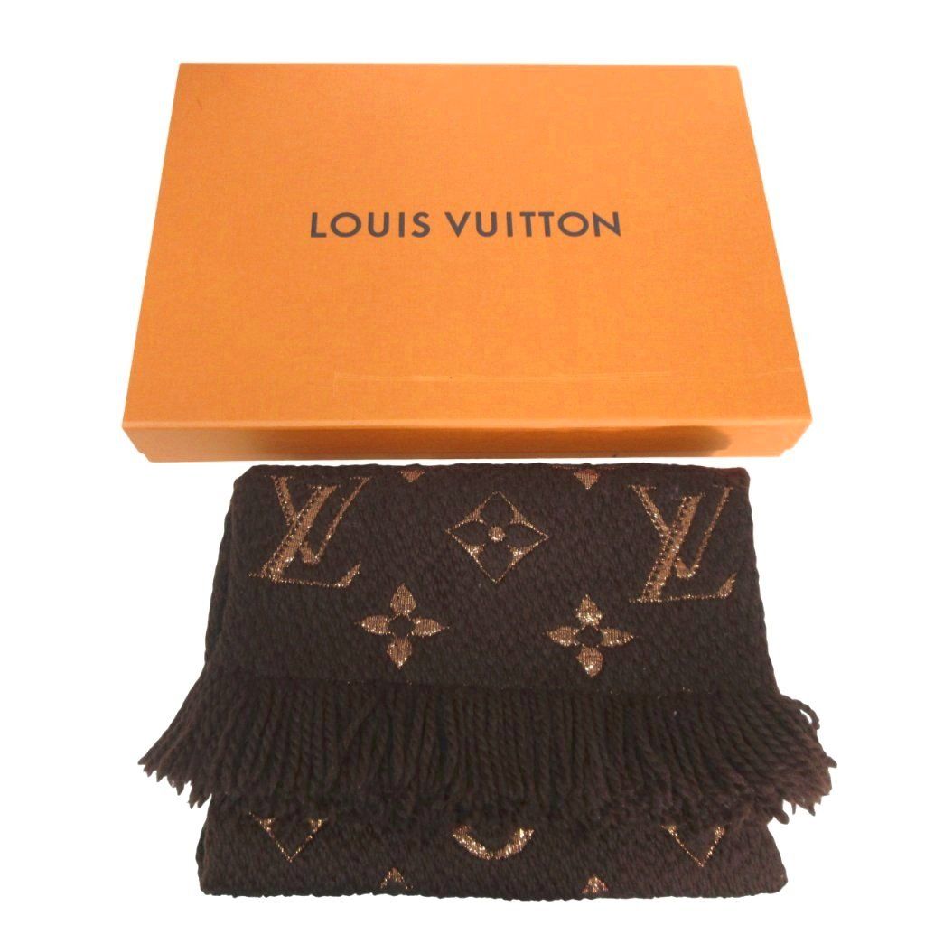 ルイヴィトン LOUIS VUITTON エシャルプ ロゴマニア シャイン マロン