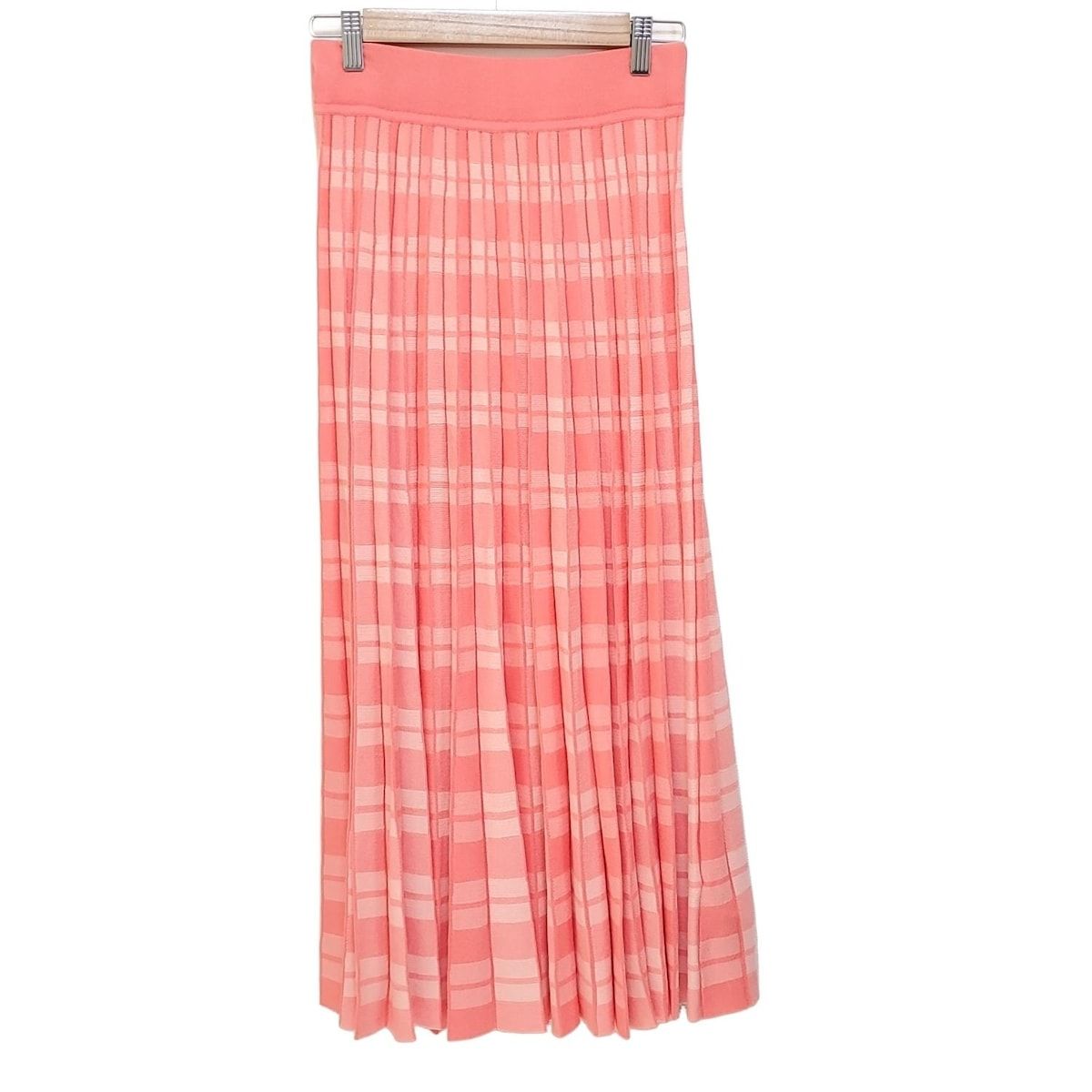 Kate spade ケイトスペード ロングスカート サイズXS レディース ピンク ライトピンク マキシ丈 ニット チェック柄 ウエストゴム