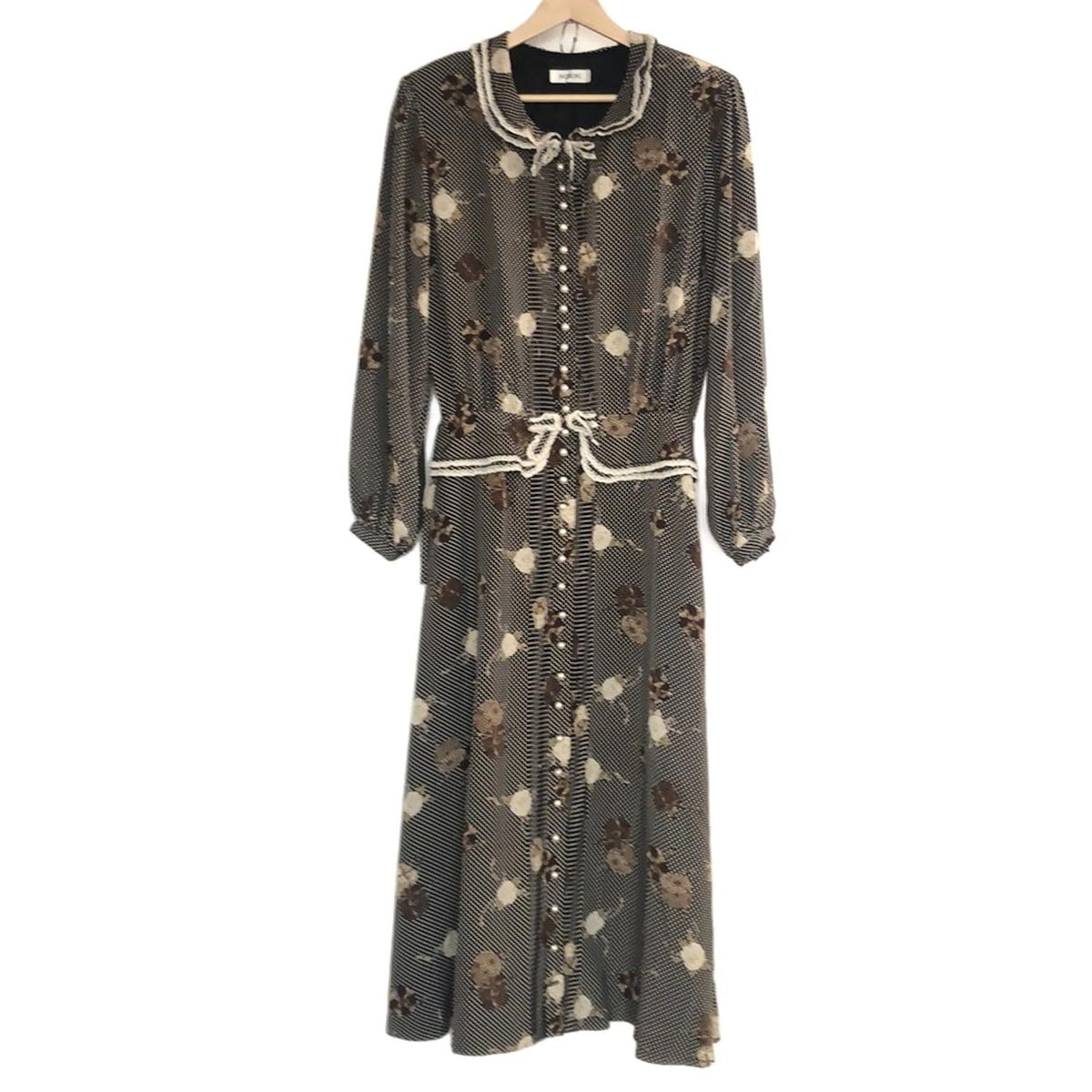 INGEBORG(インゲボルグ) ワンピース レディース - 黒×白×マルチ 長袖