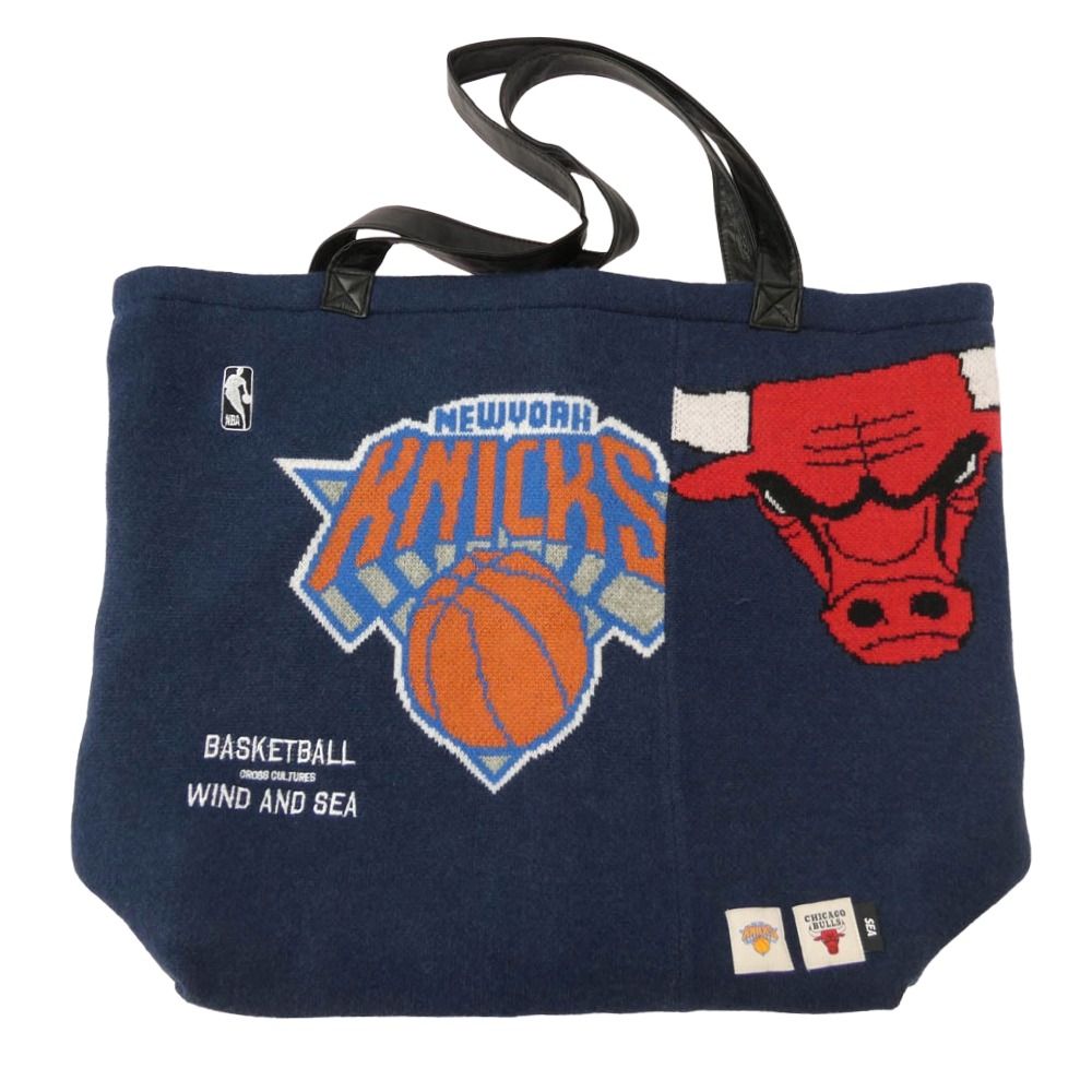 WIND AND SEA ウィンダンシー WDS-C-NBA-26-Q1-AC-01 NBA Jacquard Knit Carryall Bag ジャカード ニット トートバッグ ネイビー系 FREE【極上美品】【中古】
