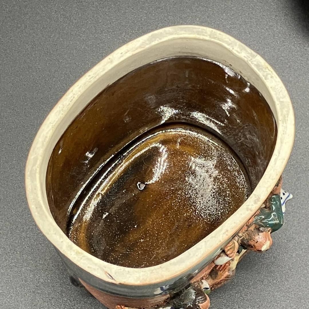 隅田焼 蓋物 名工 井上良斎 幻の東京焼 高浮彫 人物文 水指 時代物