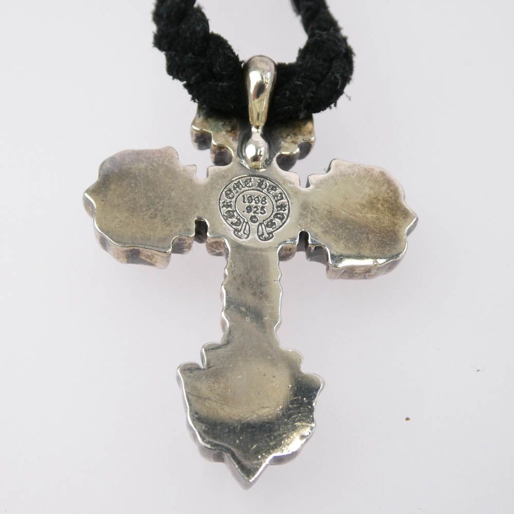  CHROME HEARTS クロムハーツ 原本無 FILIG CROSS XSM LB フィリグリークロス XS レースストッパー レザーブレイド シルバー ネックレス シルバー系 ブラック系 ネックレス アクセサリー