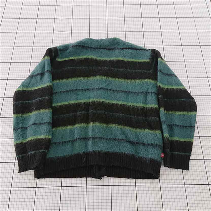 ◇ ⊇ クーキン KOOKY'N モヘア混ボーダーカーディガン グリーン系