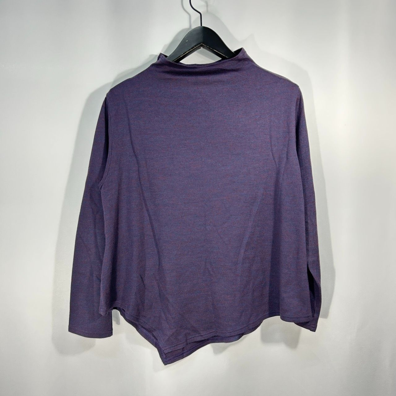 慈雨【40】パープル ニット セーター 長袖 トップス 変形 カットソー