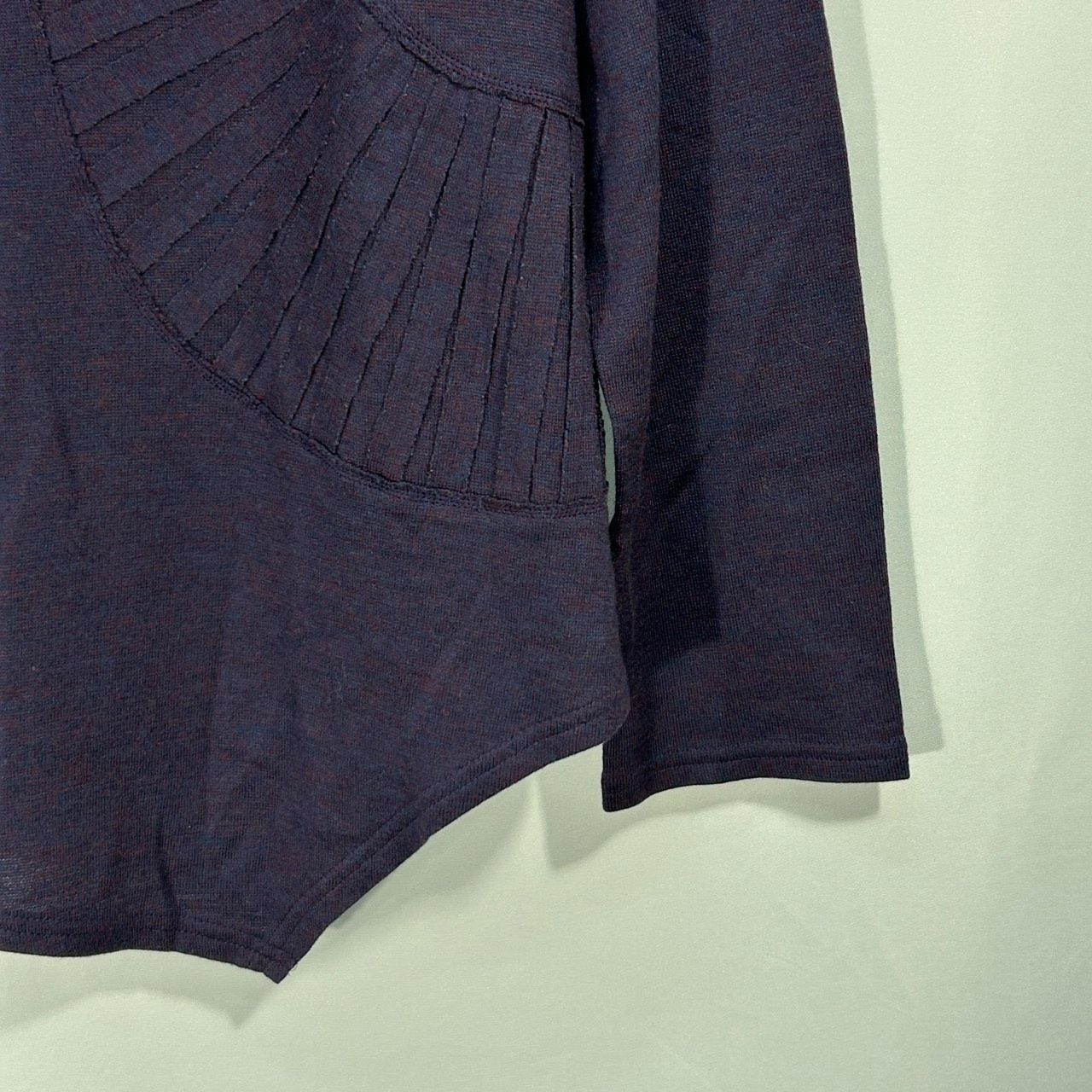 慈雨【40】パープル ニット セーター 長袖 トップス 変形 カットソー