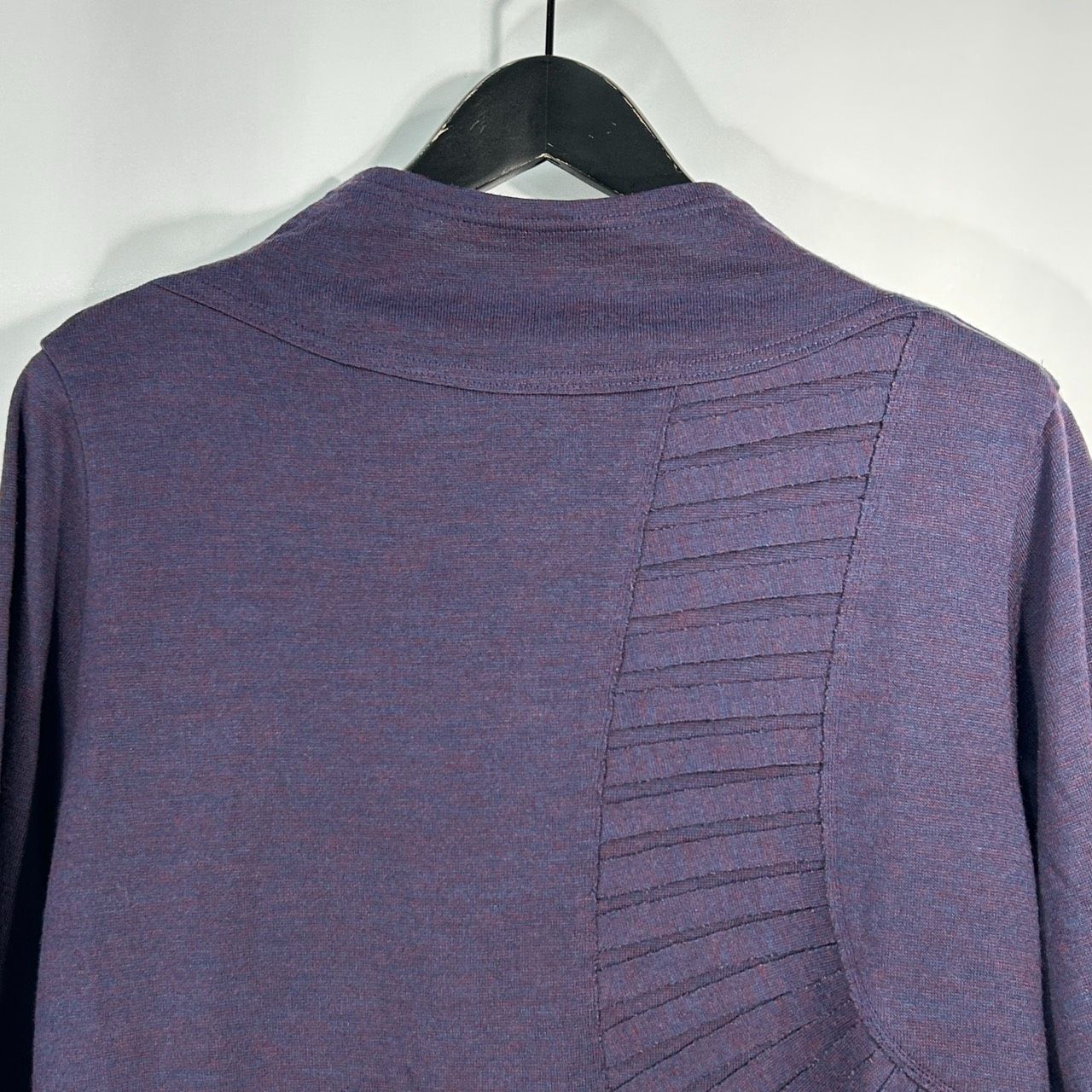 慈雨【40】パープル ニット セーター 長袖 トップス 変形 カットソー