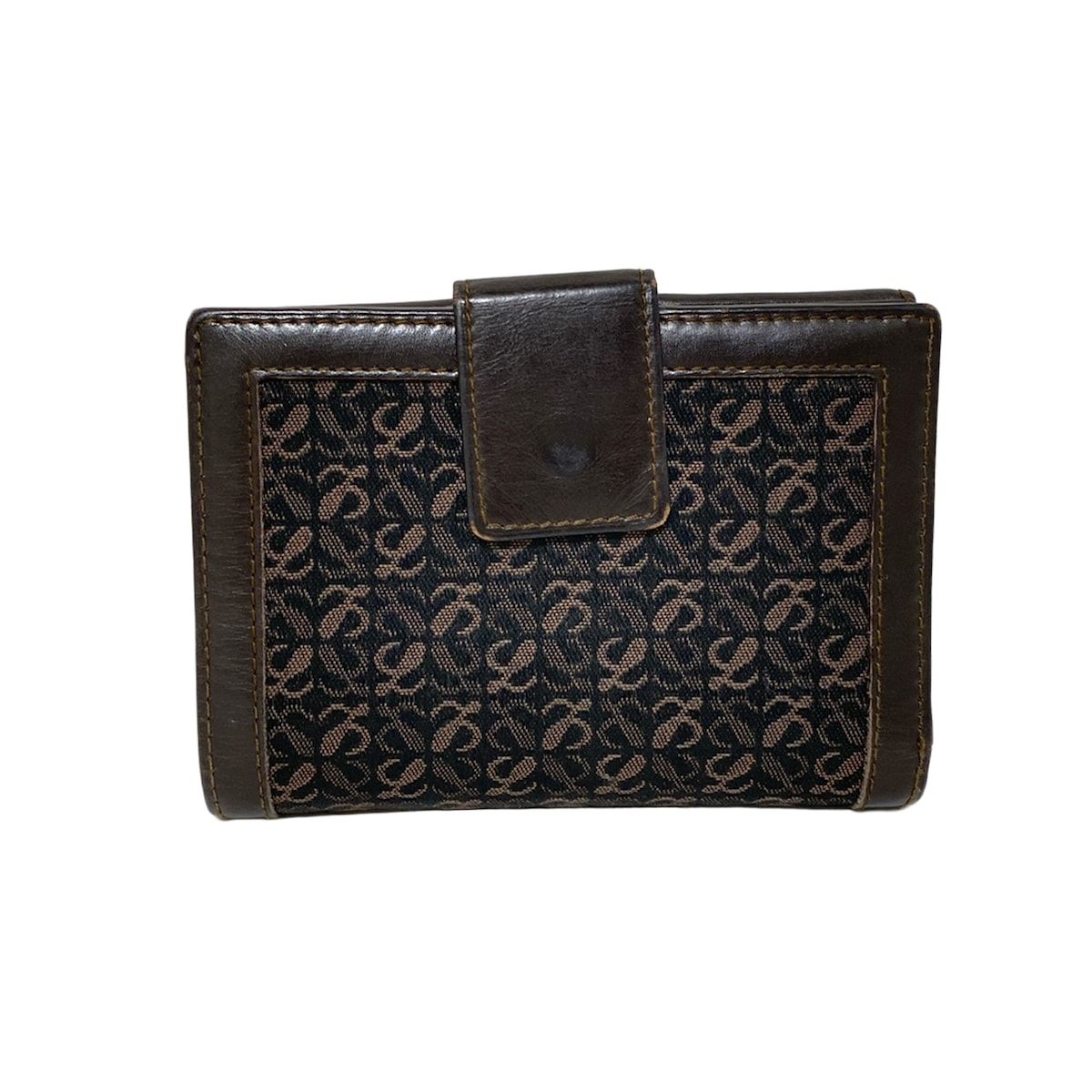 1380 LOEWE ロエベ 折り財布 レザー Wホック ダークブラウン 1380 LOEWE ロエベ 折り財布 レザー Wホック ダークブラウン