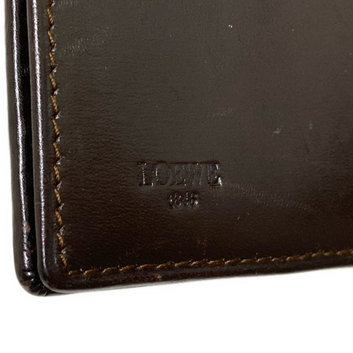 LOEWE(ロエベ) Wホック財布 アナグラム柄 黒×ダークブラウン レザー