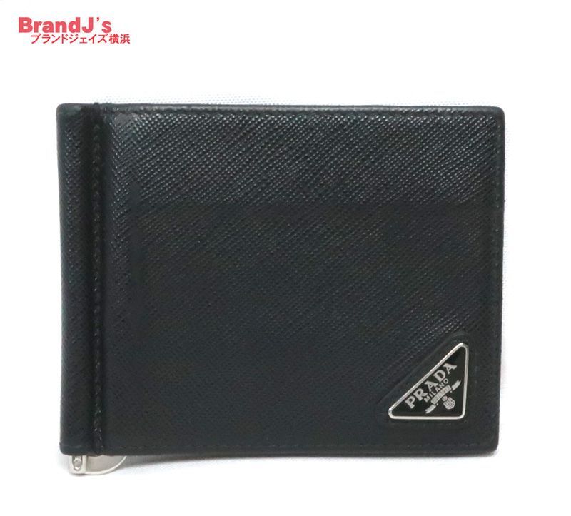 【未使用級】プラダ マネークリップ トライアングル サフィアーノ 2MN077 プラダ マネークリップ付きサフィアーノ トライアングル 札入れ財布 二