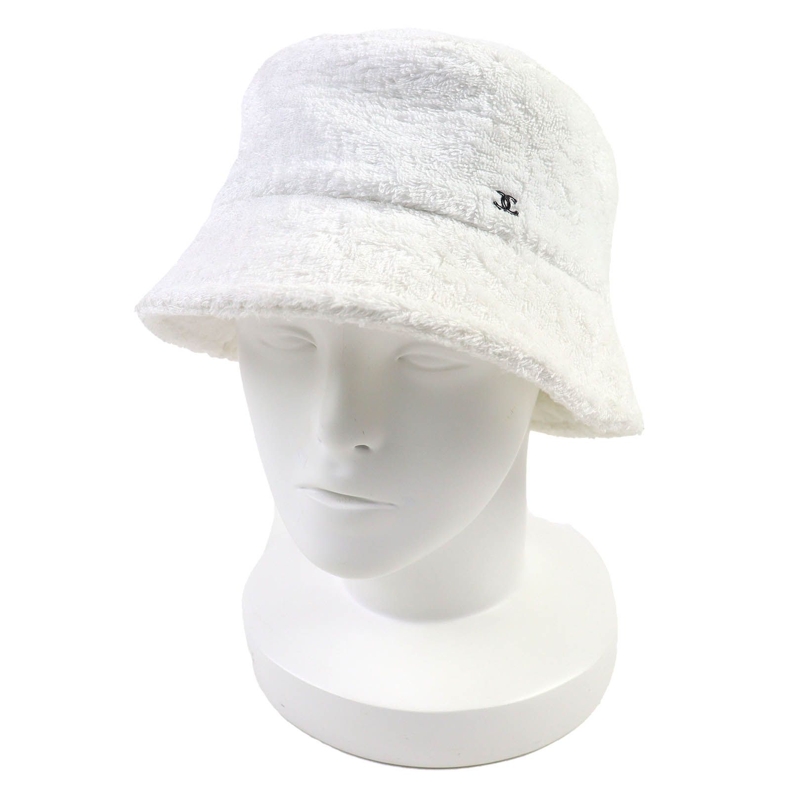 ✱美品✱CHANEL ホワイト バケットハット 良品△CHANEL シャネル 21C コットン ココマーク パイル地 バケット