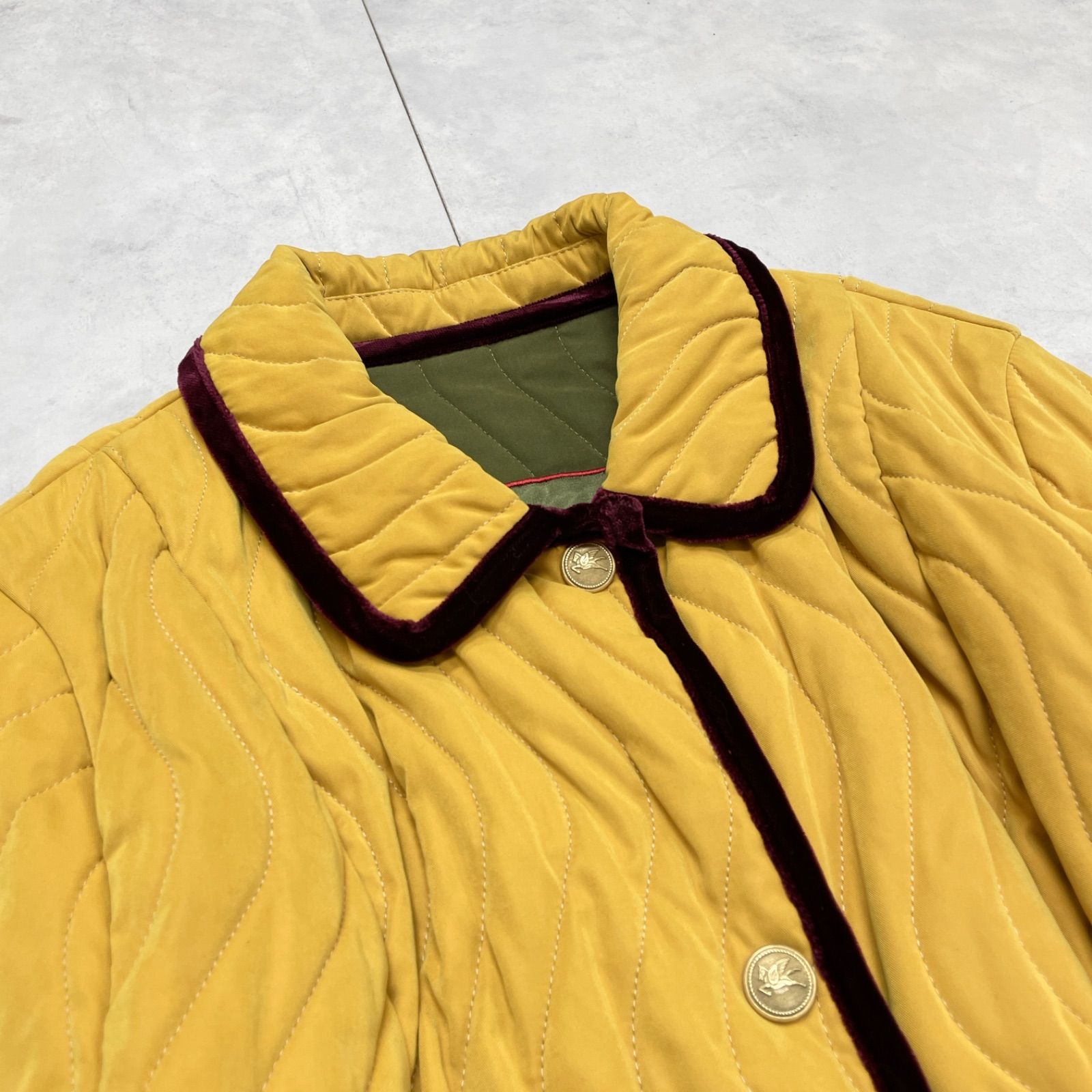 ETRO エトロ コート キルティング パイピング ポリエステル イエロー