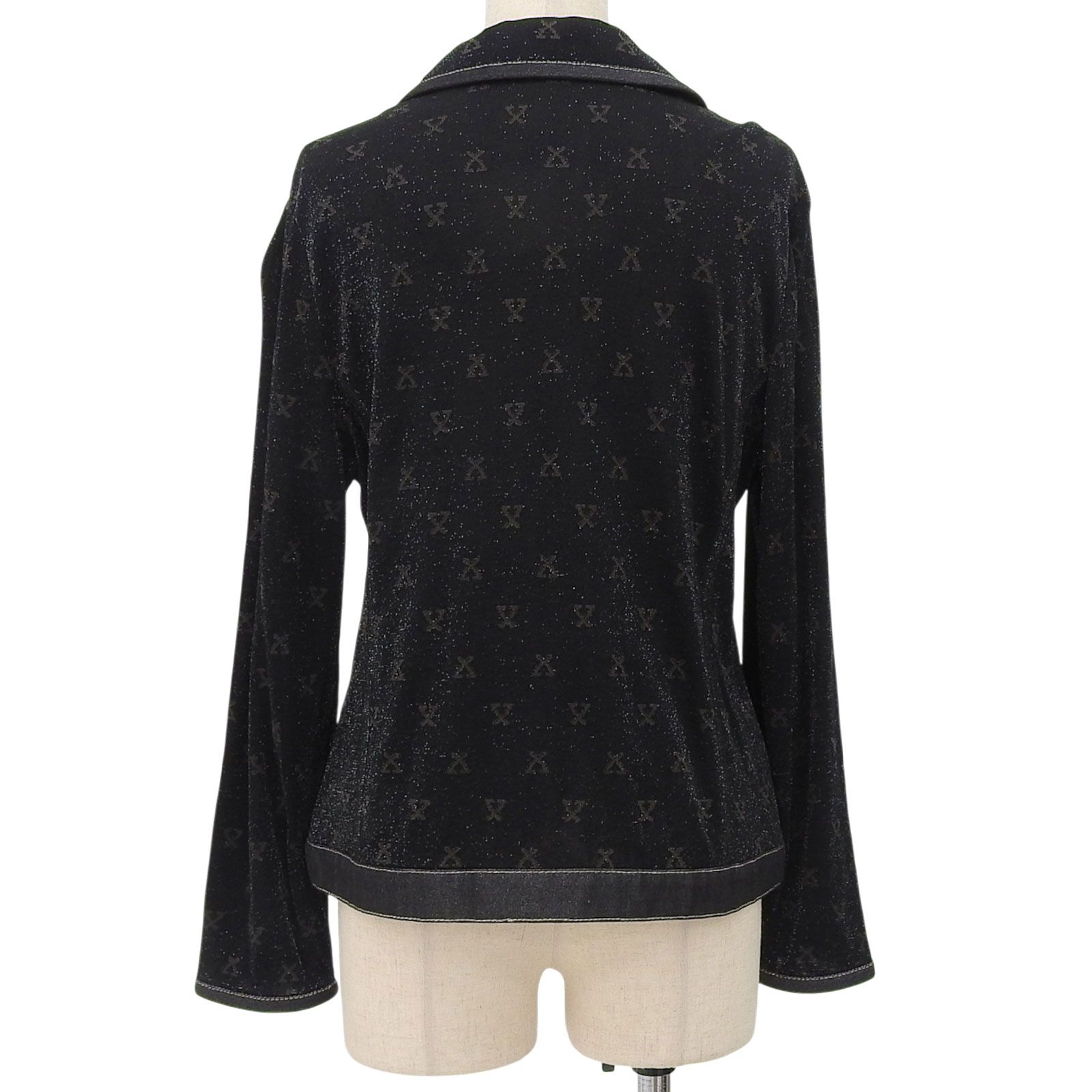 極美品△LEONARD FASHION レオナール ファッション シルク混 ラメ ロゴ