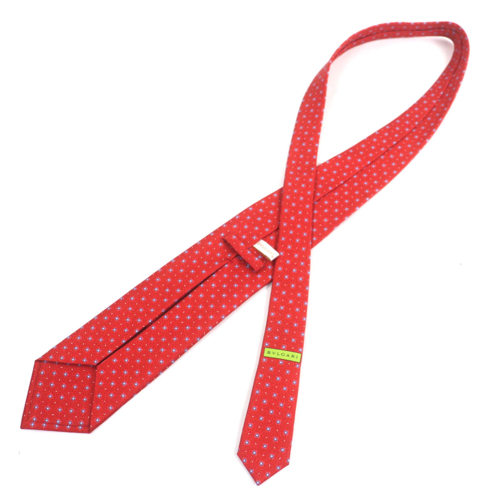 未使用◇BVLGARI ブルガリ ハニカム柄 ネクタイ シルク 黒系 赤 総柄 11642334.jpg