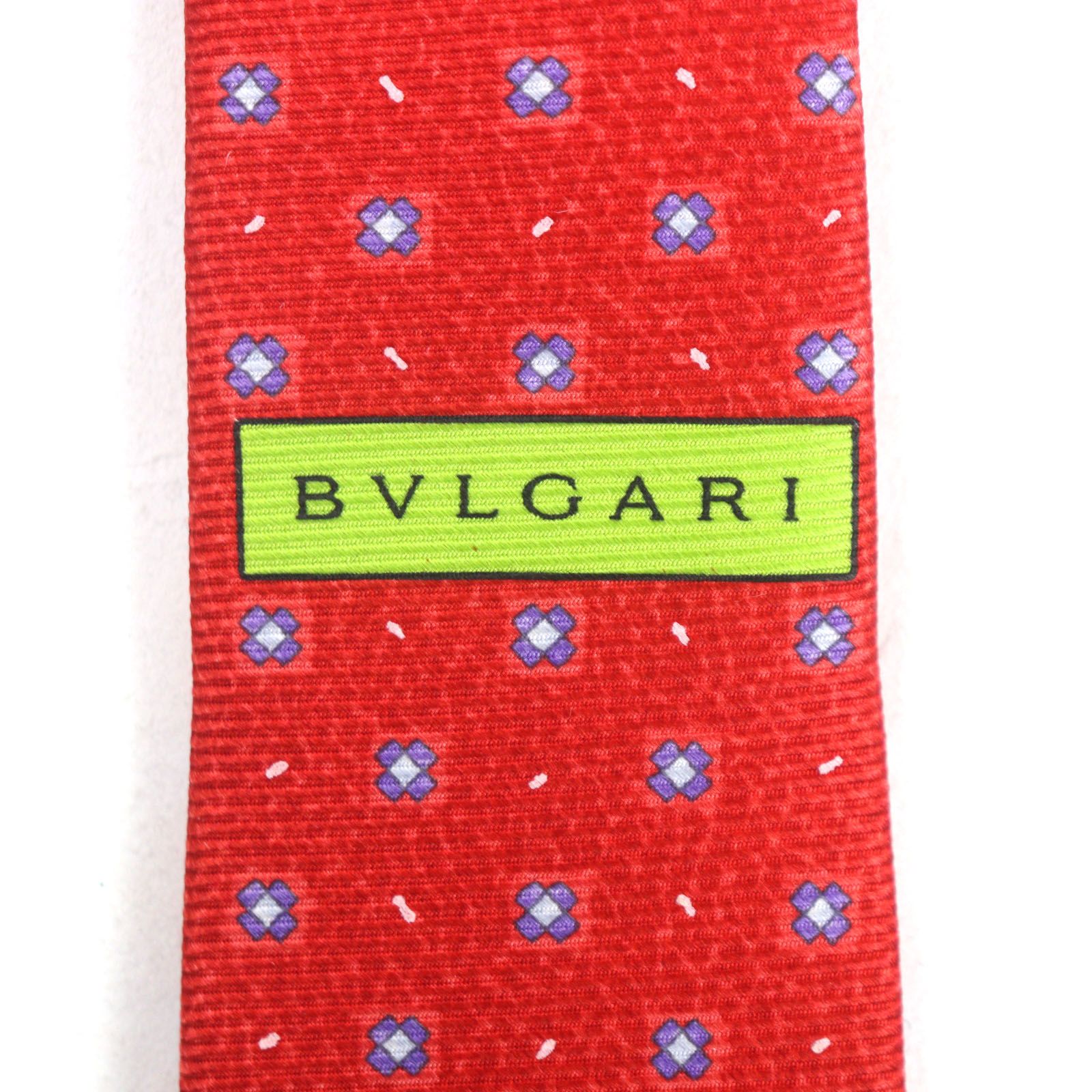 未使用品▽BVLGARI ブルガリ シルク100% フラワー 花柄 総柄 ネクタイ