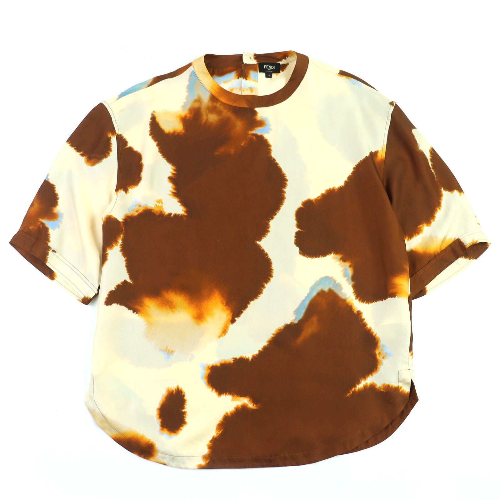 極美品△FENDI フェンディ 2022SS FY1200 シルク100％ ロゴワッペン 総