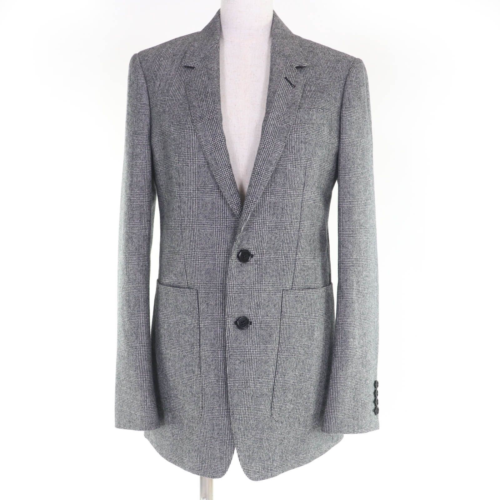 CELINE セリーヌ 24 SS トムボーイ ウール100％ グレンチェック柄 テーラードジャケット グレー 34 ハンガー ガーメント付き イタリア製 レディース