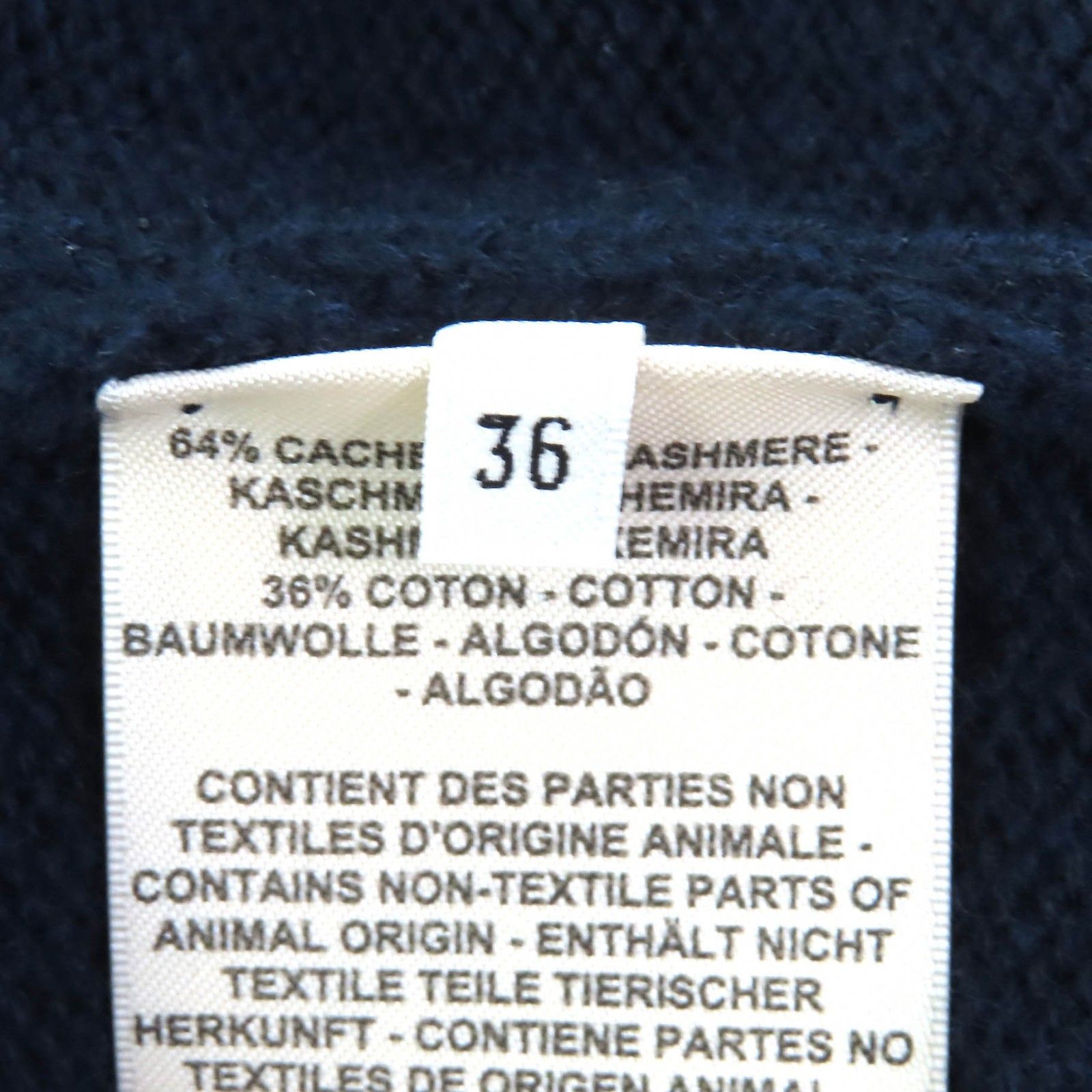 美品△HERMES エルメス カシミヤ コットン クルードセルボタン Vネック