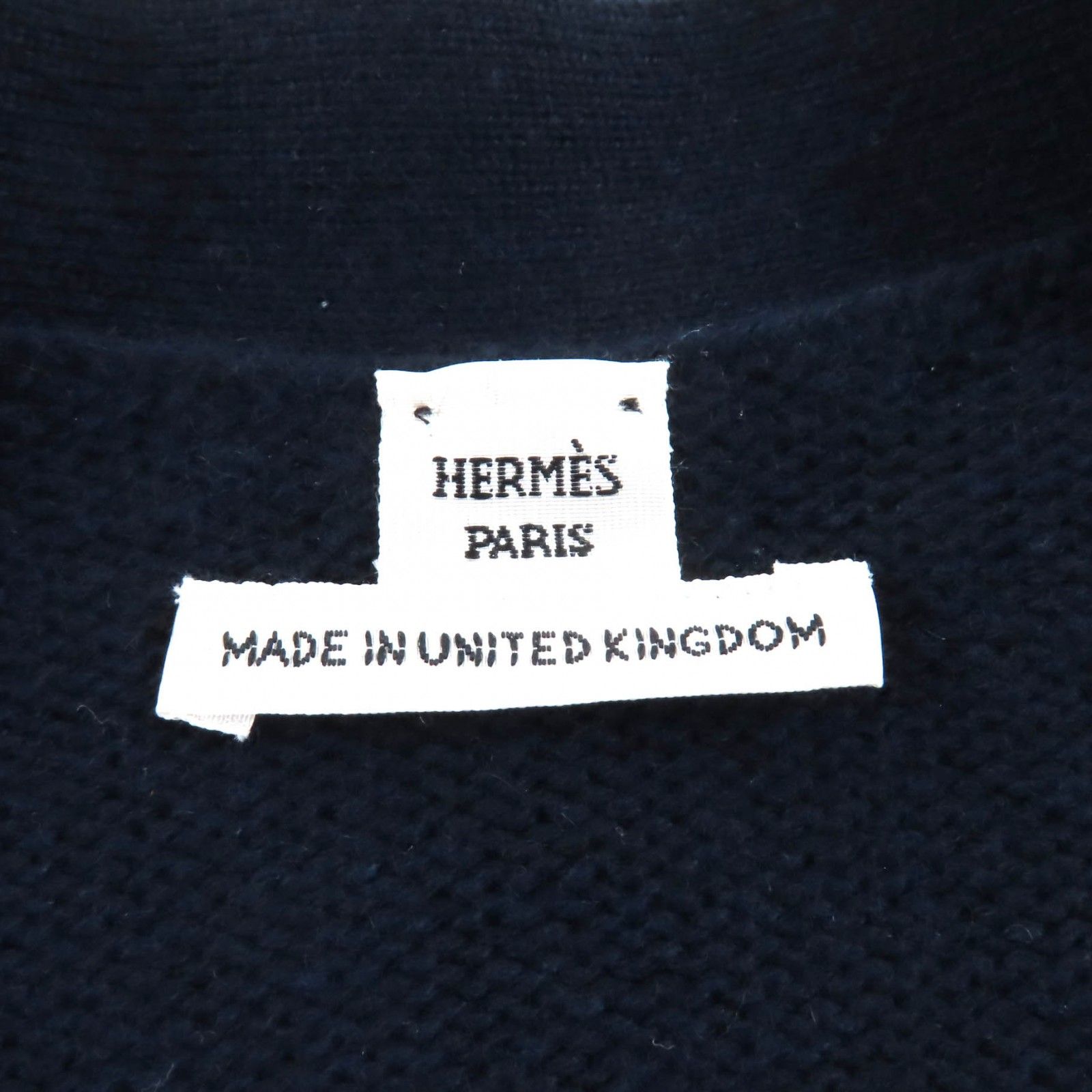 美品△HERMES エルメス カシミヤ コットン クルードセルボタン Vネック