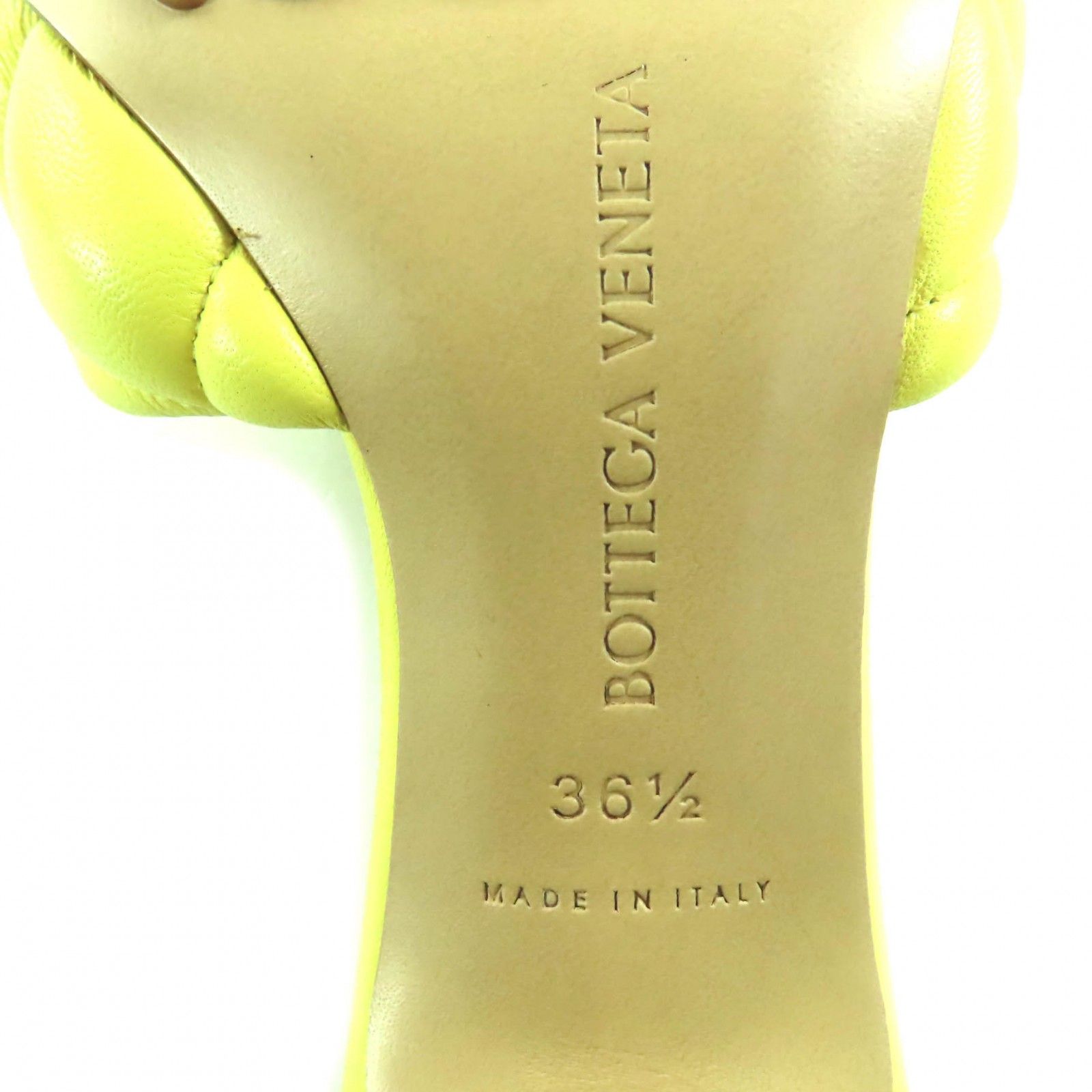  ボッテガヴェネタ 592015 キルティング パデット レザー サンダル ミュール イエロー 36.5 箱 保存袋付き イタリア製 レディース ミュール サンダル ミュール