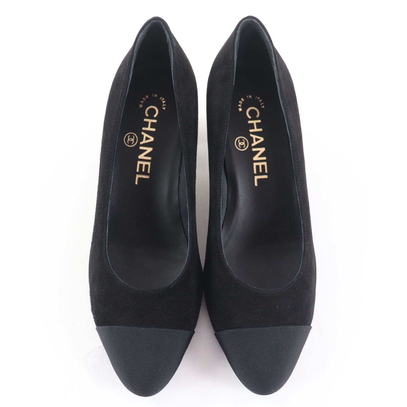 CHANEL☆シャネル パンプス38.5 ゴールド金具 極美品◇CHANEL シャネル G36077 ココマーク ラウンドトゥ スウェード