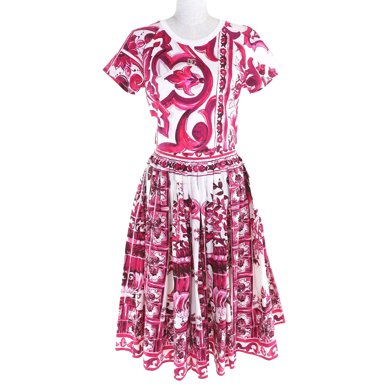 美品△DOLCE&GABBANA ドルチェ＆ガッバーナ マヨリカ コットン100％ 黒