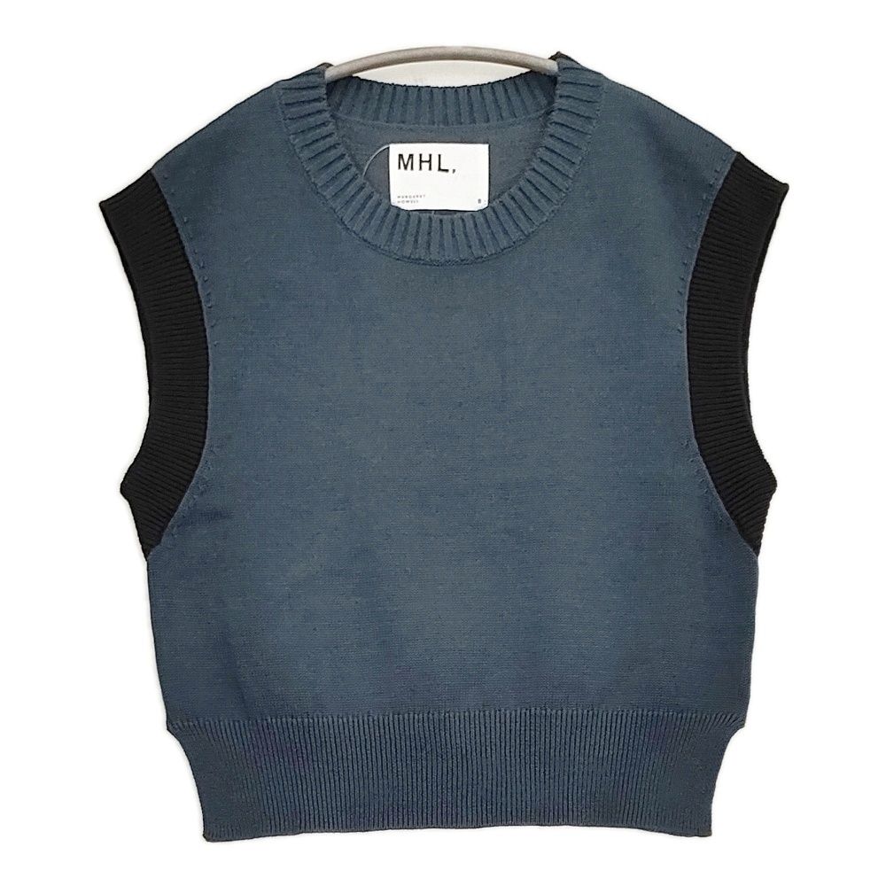 MHL. COATED DRY COTTON サイズ2 定価24970円 コットンニット ベスト 25 SS ブルーグレー レディース エムエイチエル 5-1118 M