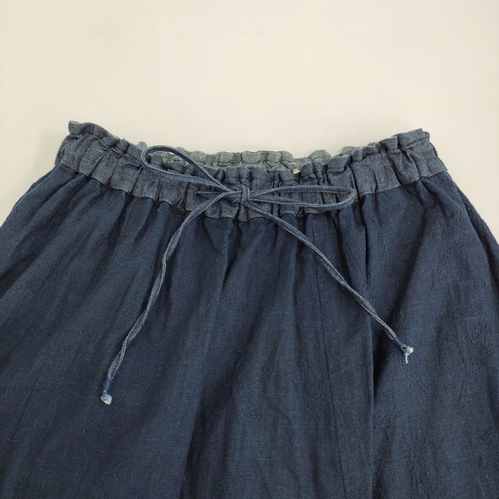 Pal'las Palace 一位柄刺繍スカート サイズ0 インディゴ ギャザー
