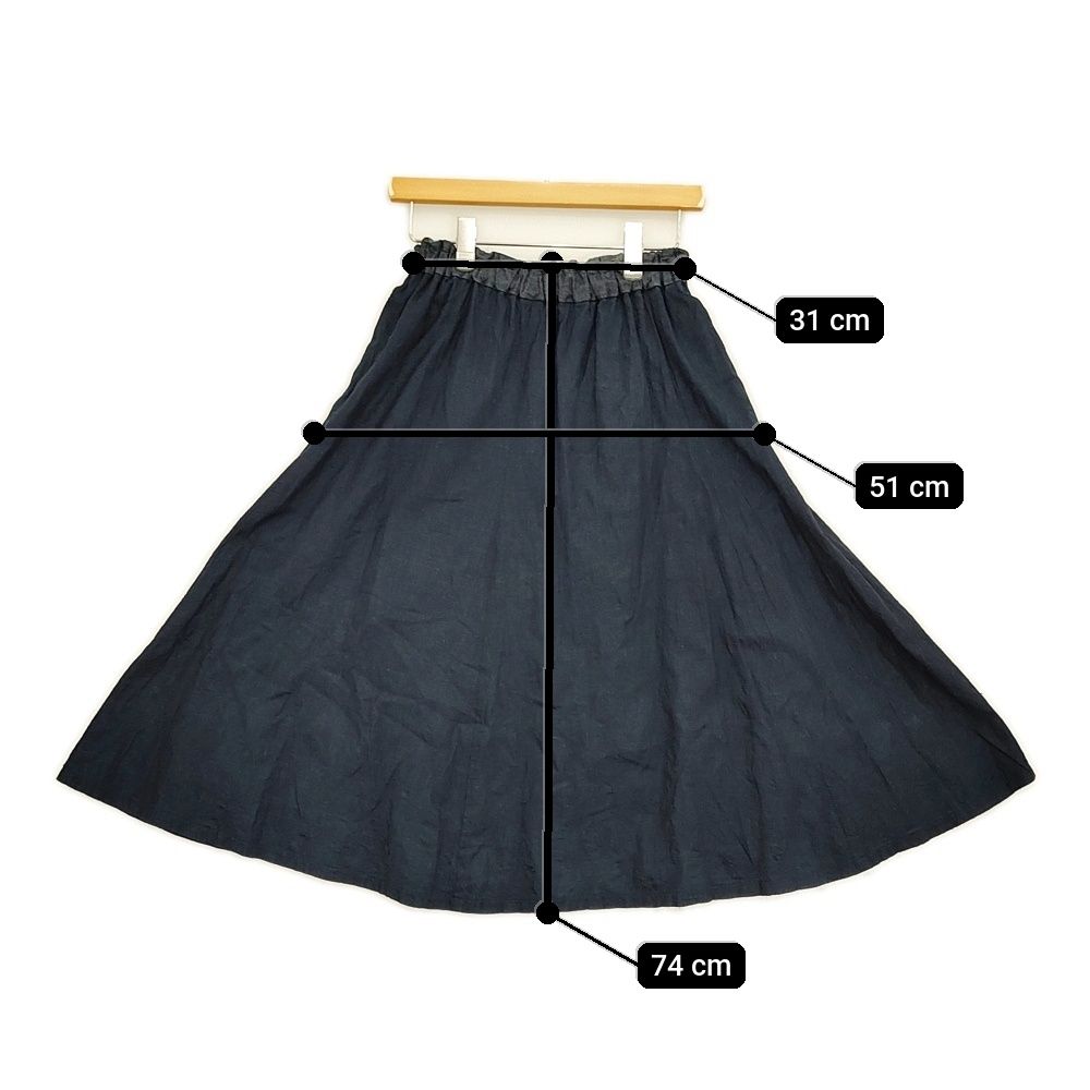 Pal'las Palace 一位柄刺繍スカート サイズ0 インディゴ ギャザー